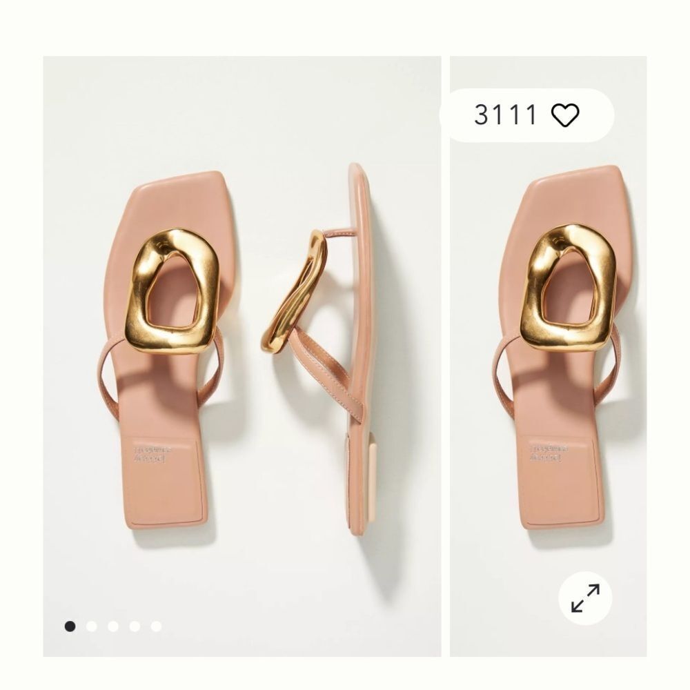 Jeffrey Campbell Women's Gold and Tan Sandals size 7.5 Linques-2 Thong Sandals